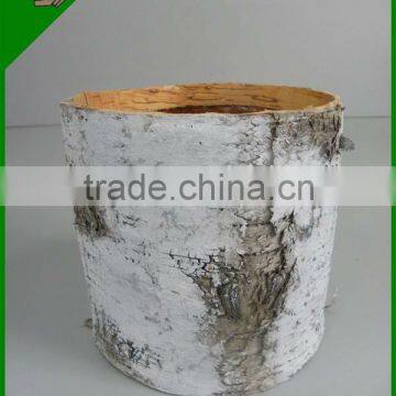 China hand made birch bark planter natural wood flower pot