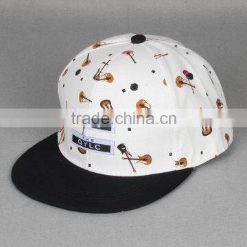 Small Guitar Printed Man Women Lovers Leather Brim Sport Sun Hat Flat Cap
