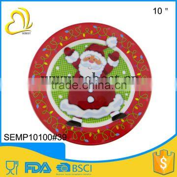 hot sale giftware 10" red round shape melamine christmas dishes