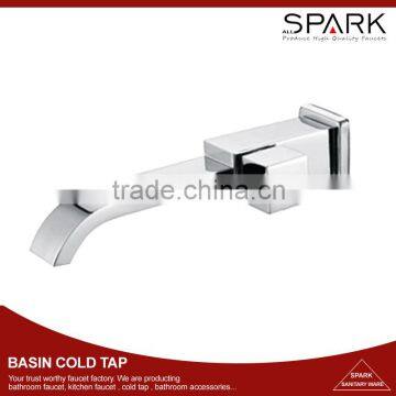 Square Chrome brass wall-in lavatory cold tap for public use