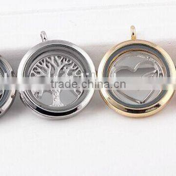 Round 25MM 30MM Smooth electroplated alloy material floating locket hot selling