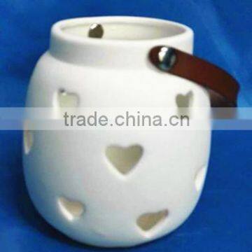 Ceramic porcelain cut out window t-light holder latern