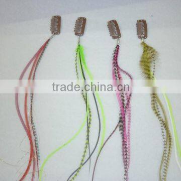 2016 Most Popular Clip-feather Striped Ombre Solid Feather for Hair Extension Feather With Micro Ring Beads Quality Choice photo-6