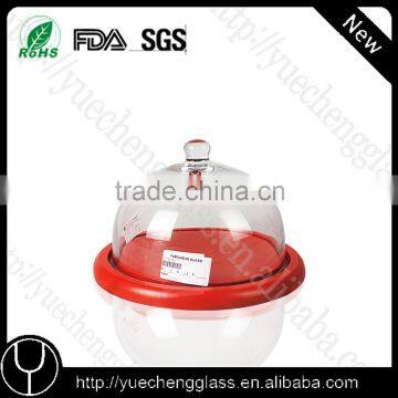 red color Clear Glass Cake Dome,Glass Cake Cover