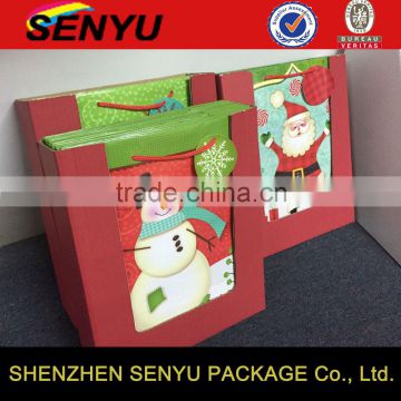 Snow Man Printing Chritmas Gift Packaging Fancy Retail Paper Bag