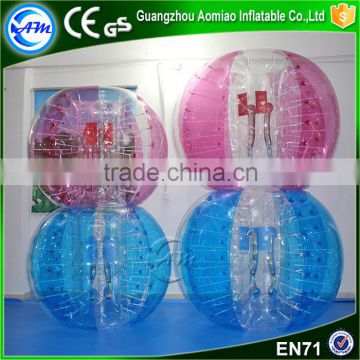 Hight quality pink&blue inflatable soccer bubble ball suit for sale