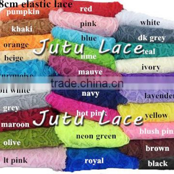 8CM width lace elastic for headband, Laces fabric wholesale African korean silk lace fabrics for party