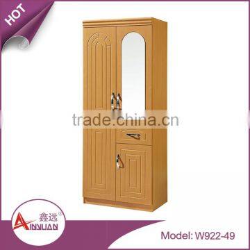 Foshan cheap small wooden almirah closet organizers double door indian bedroom wardrobe designs with mirror                        
                                                                Most Popular