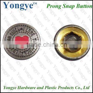 15mm Fashion High Quality Custom enamel metal press snap button for jeans jacket