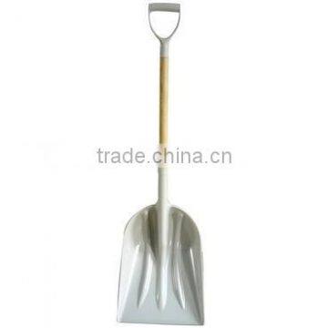 Plastic scoop with wood handle