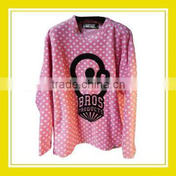 2016 Fashion Products Bros Bros Duck Women Printed Long Sleeve Pink White Dotted Fleece Sweater