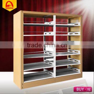 high quality school library stainless steel book shelf wooden book rack