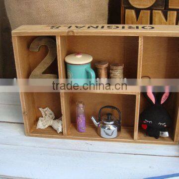 Vintage industry wooden display shelf for living room