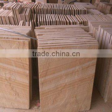 Popula yellow sandstone mushroom tiles for wall clading and wall covering tile