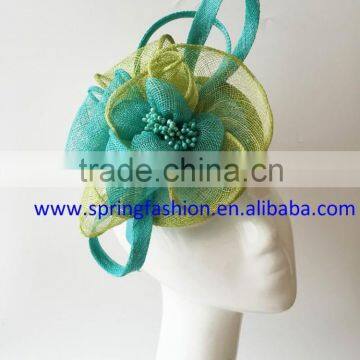 Wedding Racing Party fascinator,fascinator wholesale,teal yellow fascinator on headband