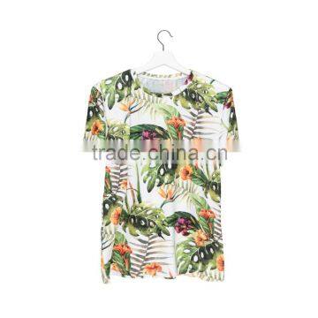 Factory New Arrived 3D Print Tropical Flower Wholesale Polyester Gym T-shirt