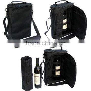 Portable black wine bottle carry bag