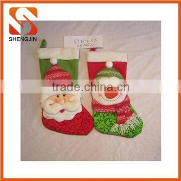 SJ-6720 Promotional fleece cute sant socks gift Christmas stocking