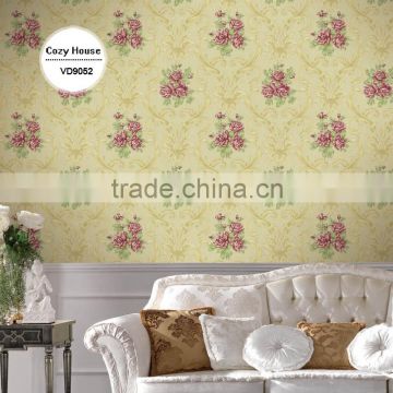 stockists deep embossed pvc coated wallpaper, vanilla yellow classic damask wallcovering for damsel , waterproofing wall decal