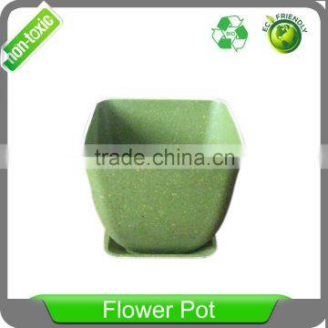 5 inch Biodegradable Eco Friendly Bamboo Fiber Square Plant Pot, Planter, Flower Pot with Pall