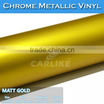 Air Bubble Free 1.52*20m CARLIKE Metallic Chrome Matt Gold Car Wrap photo-3
