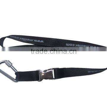 carabiner lanyard for black color custom logo with carabiner and release buckle lanyard