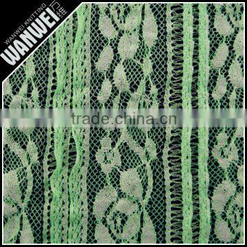 green fabrics nylon cotton yarn lace in textile flower designed knitted elastane fabric for summer spring skirts