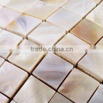 Glass fiber base Freshwater river shell mosaic tiles with slugged bottom