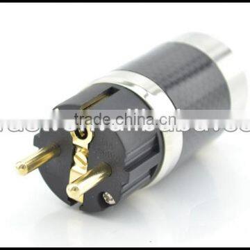 Audio Gade OEM 24K Gold Plated Carbon Fiber European EUR Schuko Power plug AC Power plug