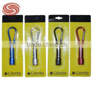 Wholesale Mini Bright Flashlight With Carabiner Portable Outdoor Torch Flashlight With Hanging Buckle Small Size Torch 10pcs/Lot photo-2