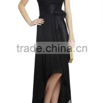 100% silk charmeuse sash short front and long back sexy black alibaba dresses