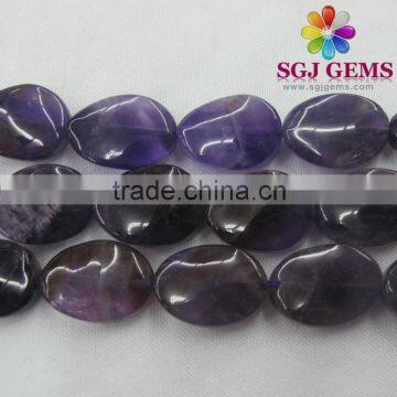 15x20 Amethyst,Semi precious stone twisted oval beads