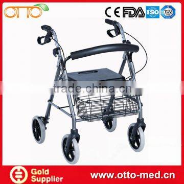 Elderly aluminum folding rollator walker lightweight with 4 wheels