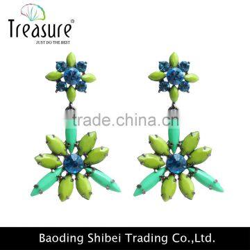 china jewelry wholesale green resin and crystal flower dangle earrings jewelry fashion made in china for women