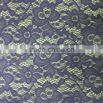 beautiful floral purple elastic nylon lace fabric