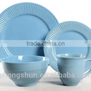 Factory direct embossed ceramic dinner set, dinner plate for dinnerware,stoneware in embossed