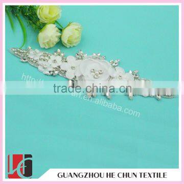 HC-2091 Embroidery Flower Fabrics Crystal Applique ,New Arrilval Hot Beads Applique photo-2