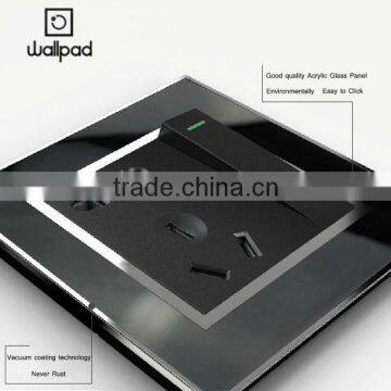 Factory Luxury Wallpad Black Waterproof Acrylic Glass 110~250V Electrical 5 2 Pin Triple Austrilia Wall Socket 220V