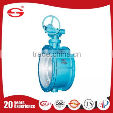 worm gear Flange Connected Metal-seal Three-Eccentric Hard-Sealing Full PTFE coated butterfly valve