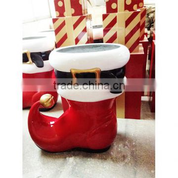 high glossy shopping mall fiberglass Christmas Santa boot decoration , outdoor Yard Decorations