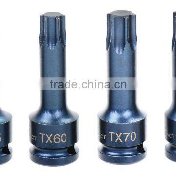 Socket Bit-Torx & Hexagon 1/2" Drive. S2 Impact W/Blue Sanding 78mm