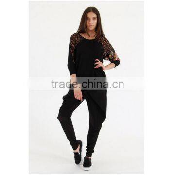 Hot sale fashion black loose baggy harem pants for girl