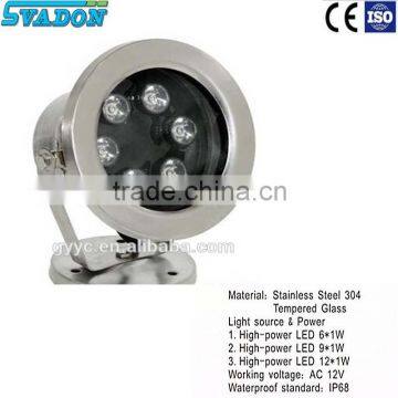 IP68 Silver Stainless Steel Led Underwater Spot Lights,waterproof garden or fountain lights