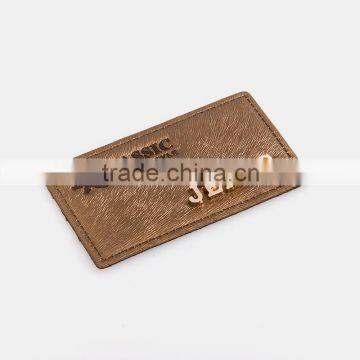 Jeans PU Leather Patch Metal Logo Plate Hat Beanies Patch photo-2