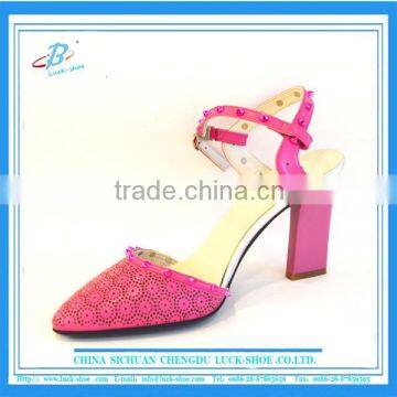 Diamond pattern sweet lady pink dress shoes new model women sex ball sandals