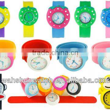 Funny colourful fruit shaped round silicone slap watches