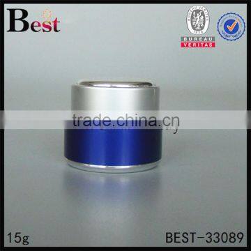 15g high quality blue gel aluminium jar plastic inner or glass inner