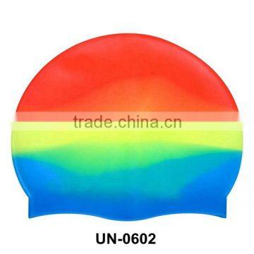 Factory direct silicone france flag swimming caps,kid sizes customized logo printed waterproof swim cap UN-0602