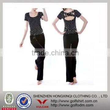 Polka dot black ladies modal yoga suits