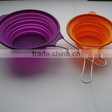 S Size Collapsible Silicone Strainer, Foldable Silicone Colander, Silicone Kitchen Tools Strainers,100% Food Grade photo-4
